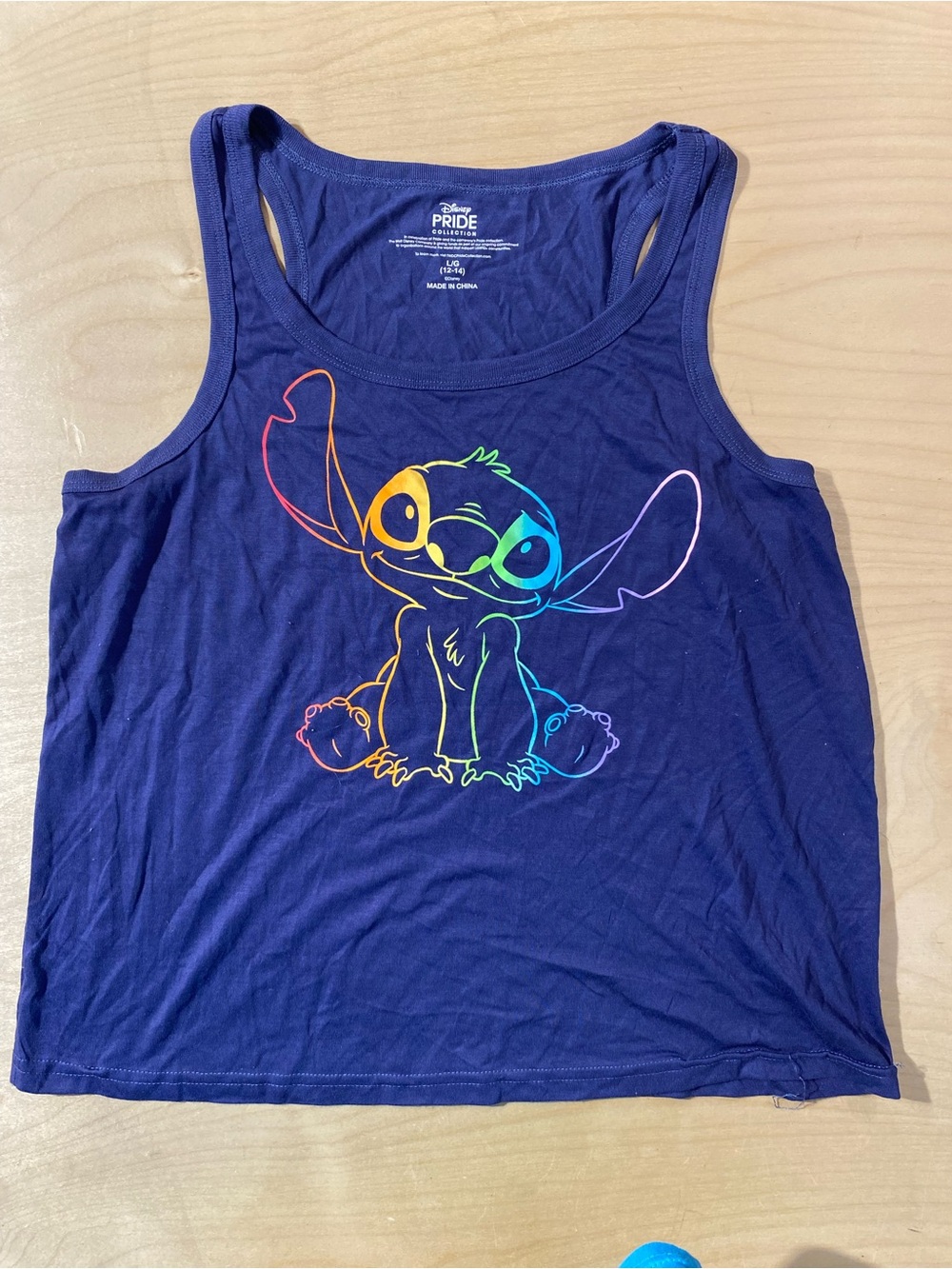 Disney Pride Navy Blue Tank Top with Rainbow Stitch Outline Large (12-14) (RW) - Picture 4 of 7